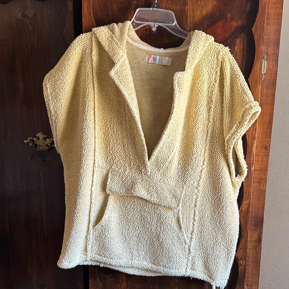 Free People Cream Hooded Sweatshirt